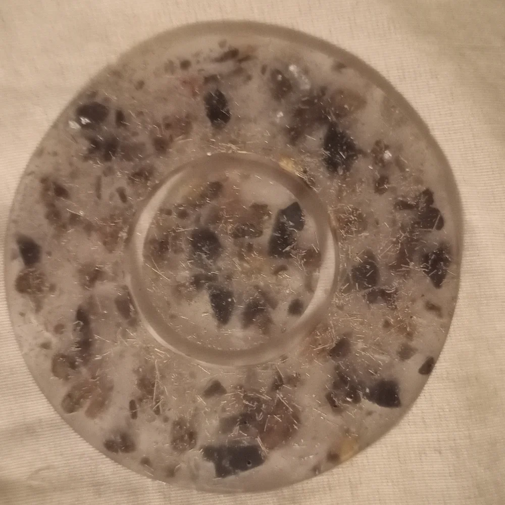 Unique Resin wellness disc with Embedded Stones for yourself, animals food.
